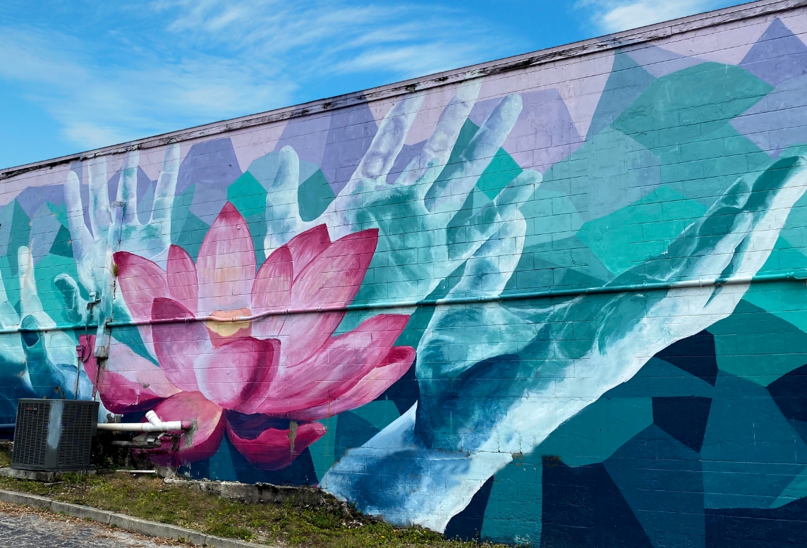 Sarah Painter & Cosby Hayes "Lotus Flowers" Mural