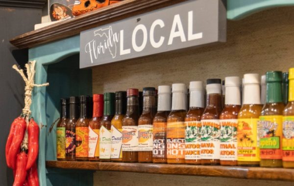 Local hot sauces on display